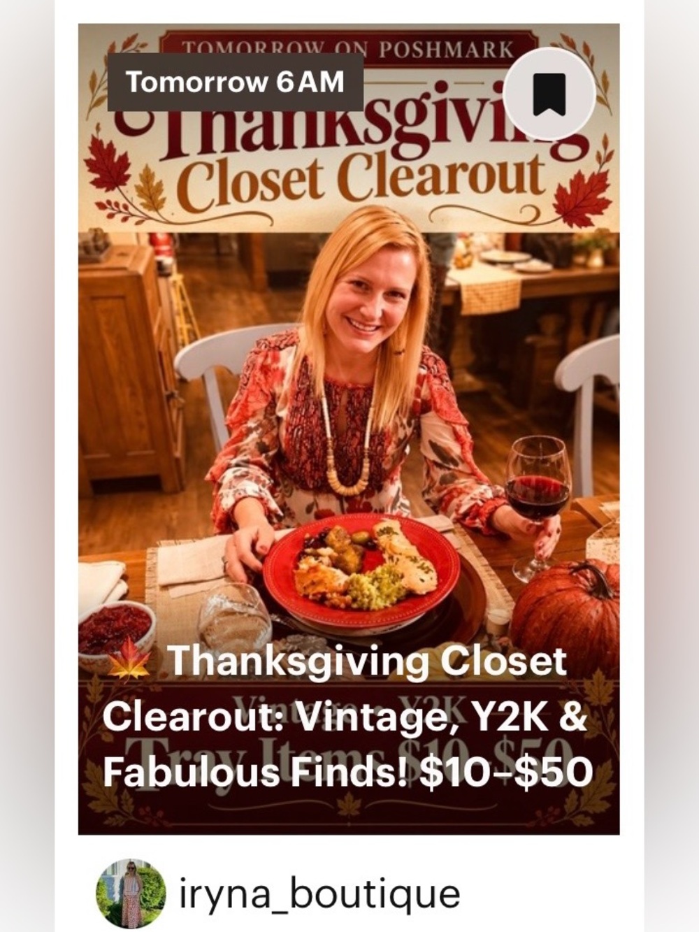 October 12, 6 a.m. MST Thanksgiving Closet Clearout: Vintage, Y2K
